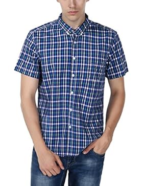 Cotton LKDJCWX Uomo Casuale Camicia A Maniche Corte A Quadri