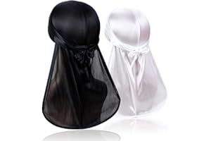 SAMSEROT 2 Pieces Men Wave Durags – Premium Soft Durag Headwraps with Extra Long Tail and Wide Straps Perfect for 360 Waves