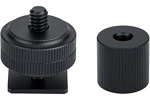 JJC Adaptador para zapata de agua fría con tornillo de 1/4, tuercas de bloqueo doble + adaptador de tuerca de barril para 1/4"-20 macho/hembra, para trípode de micrófono SmallRig Magic Arm 1498 1497