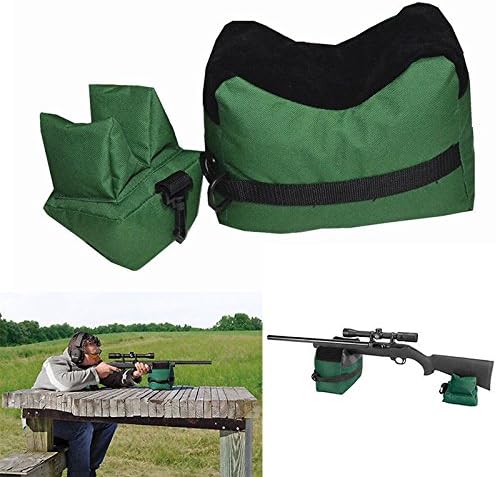 Portable Shooting Rear Gun Rest Bag Set Front &amp; Rear Rifle Target Hunting Bench Unfilled Stand Hunting Gun Accessories (Deed Green)