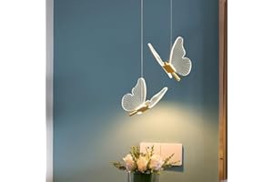 HKLY LED Lampe Suspension Papillons Décorent Lustre Chambre Enfant Fille, Luminaire Suspension Scandinave Acrylique Design Créatif Moderne Plafonnier pour Chambre Salon Restaurant,3000K-6500K (A2)