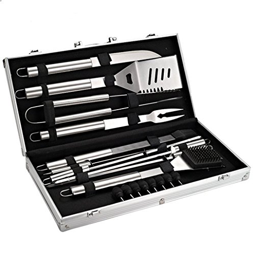 RoseFlower® 18 teilig Hochwertige Edelstahl Grillbesteck Barbeque mit Aluminium-Koffer enthalten – Perfekte Schwerlast Professionelle Grill-Werkzeug BBQ Zubehör Kit - 2