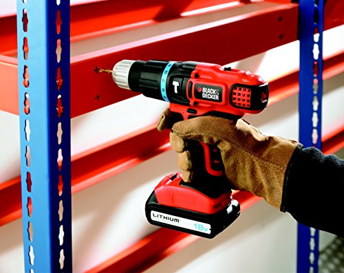 Black+Decker 18V Li-Ion 2-Gang Akku-Schlagbohrschrauber, Akkuschrauber, 10+1 Drehmomentstufen, ergonomischer Softgriff, inkl. Koffer, 2 Akkus 1.5Ah, Doppelbit und Ladegerät, EGBL188KB - 3