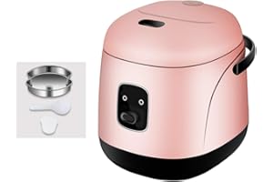 TYI -Cuiseur à Riz électrique 1,2 L avec Panier Vapeur et rinçage, Mini cuiseur à Riz Portable, antiadhésif, Cuisson Rapide de 15 Minutes, réchauffage, Maintien au Chaud, pour 2 à 4 Personnes,Rose