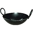 Raj Iron Kadai Cooking Pot with Double Handle, 30 Cm , Black, IK0012, Jalebi Kadai , Stir Fry Pan , Wok