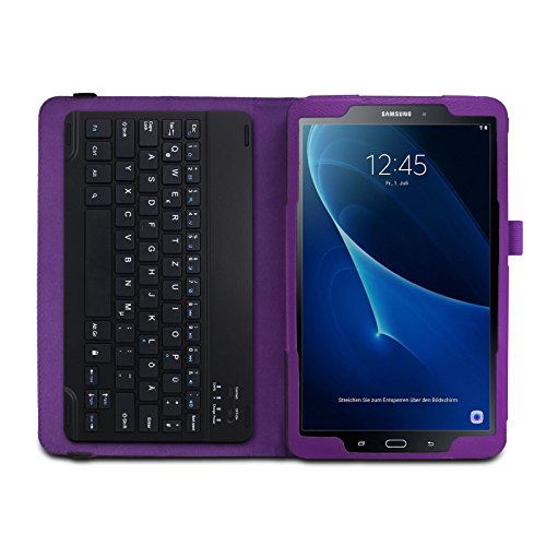 Samsung Galaxy Tab A 10.1 keyboard Tastatur Hülle, Infiland Bluetooth Tastatur Ultradünn leicht SmartShell Ständer Schutzhülle mit magnetisch abnehmbar drahtloser Bluetooth Tastatur für Samsung Galaxy Tab A 10.1 Zoll Wi-Fi/ LTE (2016) SM-T580N/SM-T585N Tablet-PC(QWERTZ Tastatur,Lila) - 6