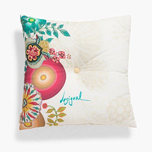 Desigual Cushion _ Essential Button 45 * 45 Kissen quadratisch Kunstfaser Beige 45 x 45 cm