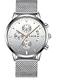 LIGE Herren Uhr Analog Quarz mit Edelstahl Armband 9820