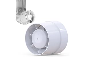 Hengbird Wentylator wyciągowy powietrza 100/150 mm, 12 W / 130–320 m3, wyciąg osiowy prowadzony liniowo, do łazienki, kuchni, piwnicy, cichy wentylator do domu, na strych (śr. 10 cm)