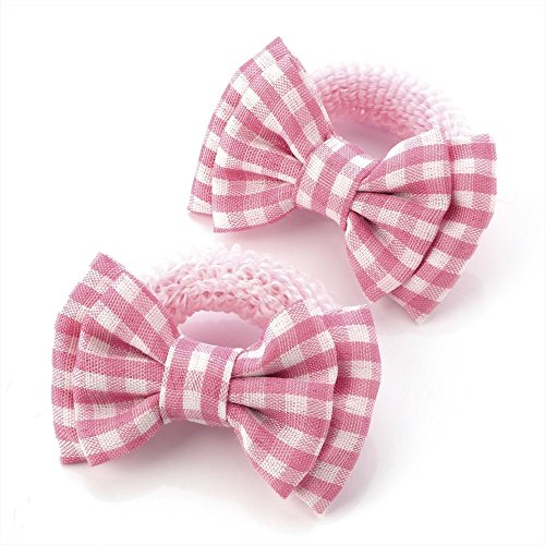 2Pc Girls Hair Bows Hair Bobbles Hair Elastics Ponios Bands Many Designs Colours Pink Gingham
