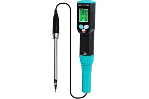 TEKCOPLUS Digital jordmätare med sladdsensor, 2-i-1 jordmätare och temperaturmätare testare med ATC-funktion, enkel kalibrering, bakgrundsbelyst LCD bärbar EC-mätare för växt, trädgårdsarbete