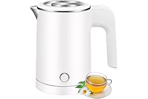 VOLTIX Bollitore Elettrico in Acciaio Inossidabile 0,5L, 600W, bollitore portatile – bollitore elettrico piccolo Ideale per Casa, Ufficio e Viaggi, Senza BPA (Bianco)