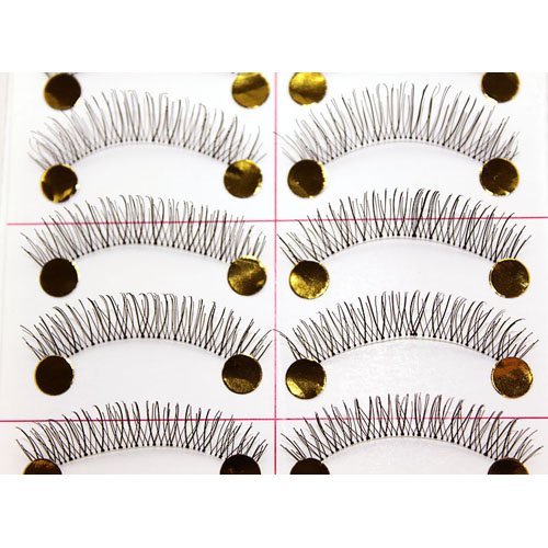 Tradestar New Thin 10 Pair Natural Black Long Fake False Eyelashes Eye Lash Makeup