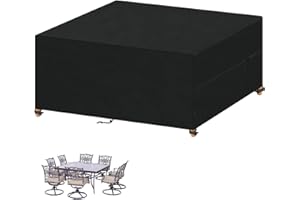 VANSHEIM Housse Protection Mobilier de Jardin Housse Salon de Jardin Exterieur Housse Protection Table Jardin Impermeable Bâche Table Jardin 420D Tissu Oxford Housse de Protection 150x130x90cm