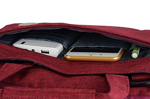 MOSISO Polyester Laptop stoßfeste Messenger Schultertasche mit Zubehör Fächern und Handgriff als Schutz für 11-11,6 Zoll MacBook Air, Ultrabook Netbook Tablet mit Backgürtel für Trolley Case, Weinrot - 4
