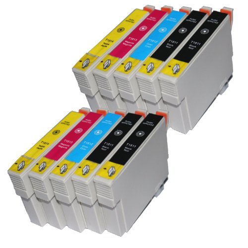 10 kompatible Tintenpatronen für Epson T1811 T1812 T1813 T1814 XL-Inhalt - 4x Schwarz je 18ml, 2x je C,M,Y je 18ml -- Druckerpatronen für Epson Expression Home XP30 XP102 XP202 XP205 XP302 XP305 XP402 XP405