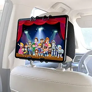 Macally Headrest Tablet Mount for Car - (Upgraded) iPad Holder for Car with Viewing Angle Adjustment and Elastic Straps - Keep Your Kids Happy - Mount Vertically or Horizontally