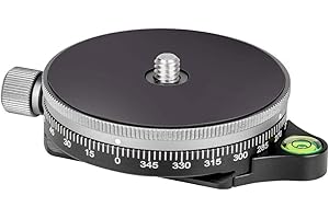 Koolehaoda Base de Cabeza panorámica Mini 360 ° con 1/4 Tornillo Compatible con Cabeza de Bola RRS/Arca-Swiss (Cabeza panorámica TPC-60)