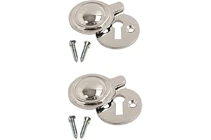 SISI UK Victorian Keyhole Covered Escutcheon Chrome Covered Round Front Door Keyhole Covered 35mm Plate Lock Cover with Screws for Internal Doors Pack of 2.
