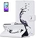 Produktbild ISENPENK Samsung Galaxy A5(2016)/A510F/A5(2016)Duos Flip Case,Original Flip Bookstyle Cover Wasserdicht Shockproof Anti Slip Protection Leather Case,Schmetterling Print Muster Pattern Wallet Case mit Intern Karte Schlitz,Anti-Sturz Stoßfest Stoßdämpfend Triangle Hemming Wallet Tasche,Magnetic Closure Schutzhülle mit Standfunktion und Handy Gürtel für Samsung Galaxy A5(2016)/A510F/A5(2016)Duos 5.2Zoll-[weiß#2]+Panzerglas Folie/Displayfoile/Displayschutzfolie