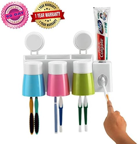 Toothpaste Automatic dispenser Toothbrush Holder Squeezer Kit Anti-dust with 3 Cups Wall Mounted Bathroom Accessories Electric Toothbrush Storage Set