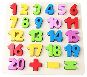 Crazy Crafts Wooden Numbers Jigsaw Puzzle Kids Educational (1 to 20 ) Learning Digital Board Educational for Kids Multicolour