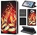 Price comparison product image CoverFix Premium Flip Cover Case for SAMSUNG Galaxy J3 2017 / J3 2017 DUOS made of Faux Leather with Motif 1087 Ring Ringe Feuer Ehe Hochzeit Rot Gold
