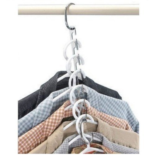 IPOW 6 Stück Metall platzsparende Raumsparbügel Kleiderbügelhalter Mehrfachkleiderbügel – Magic Kleiderbügel Garderobe Organizer – verchromt /silbern - 5
