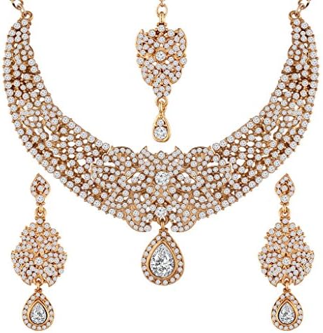 I Jewels Gold Plated Jewellery Set with Maang Tikka For Women (M4040W)