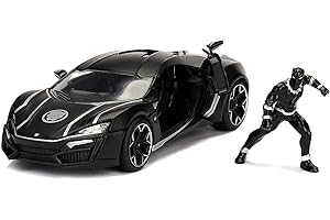 Jada Toys 99723bk LYKAN HYPER SPORT - Coche en miniatura con figura Black Panther, 1/24 DIE CAST Marvel, Negro