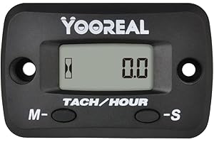Yooreal Contaore e contagiri per manutenzione digitale, batteria sostituibile, impermeabile per tosaerba, decespugliatore, generatore, compressore d'aria, scooter, motosega, pit bike, paramotore…