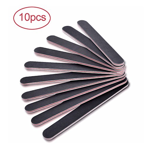 Mobengo 10 PCS Double Sided Nail Files Emery Board Grit Black Gel Cosmetic Manicure Pedicure Professional-Grade Sand Paper Emery Washable