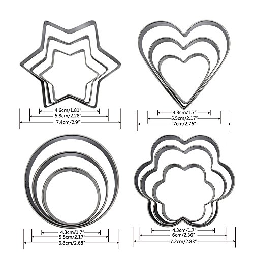 20pcs stainless steel molds, 12pcs metal cookie knives, 3pcs star shapes, 3pcs flower-shaped, 3pcs in round shapes, heart-shaped 3pcs (different sizes), as well as 8pcs of vegetable knives for decoration of food - 2