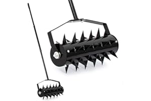 CStern Aireador de Césped Aireador para Césped Rodando Aireador de Césped Manual Escarificadora Herramientas de Jardín Aireador de Césped con Mango lLargo, Negro