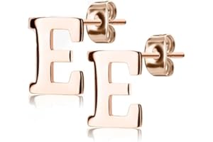 Bungsa Ohrstecker BUCHSTABEN A-Z in Silber oder Rosegold - Alphabet Ohrringe zum Stecken - aus Edelstahl - Ohrschmuck für Damen, Kinder & Herren - A B C D E F G H I J K L M N O P R S T U V W Z