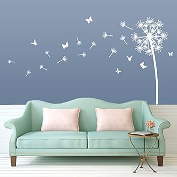 Adesivi Murali Dente Di Leone Con Farfalle - Decorazione Floreale Per Pareti - Foto 4