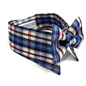 That Dog In Tuxedo Blue Plaid Tuxedo Dog Shirt Collar with Bow tie (Blue, XL)