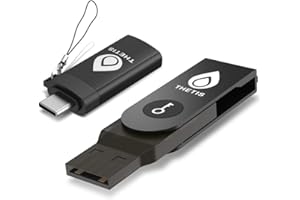 Thetis Fido U2F Sicherheitsschlüssel mit Typ-C-Adapter Zwei-Faktor-Authentifizierung Extra Schutz und kompatibel mit Windows/Linux/Mac OS, Gmail, Facebook, Dropbox, SalesForce, GitHub und mehr, Black