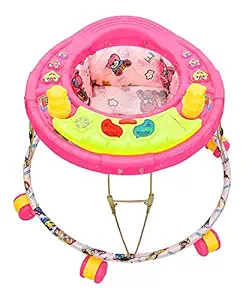 NewAge Baby Walker Round Base with Music (Pink, 9 Months to 1.5 Years)