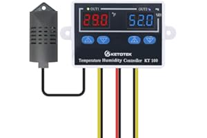 KETOTEK Digitaler Temperatur Feuchtigkeit Regler 230V Temperaturschalter mit fühler, Feuchtigkeitsregler Temperaturregler Luftfeuchtigkeitsregler 220V, Hygrostat Schalter Inkubator Pilz