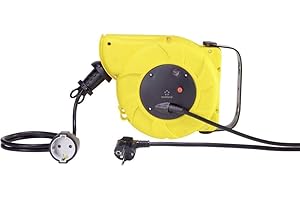 Renkforce RF-3349118 Wandkabeltrommel 9.00 m Schwarz Schutzkontakt-Winkelstecker
