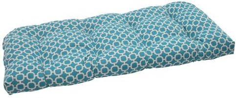 Pillow Perfect Indoor/Outdoor Hockley Wicker Loveseat Cushion, Teal by Pillow Perfect