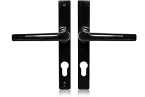 SCHLOSSER TECHNIK XFORT Uros Ferco - Paire de poignées de porte en uPVC en noir (PZ 70 mm, Distance entre les trous 180mm, longueur totale 205 mm), poignées de remplacement en Zamak, poignées de porte d'entrée.