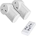 Wireless Remote Control Sockets, Vlio Home Programmable Electrical Outlet Switch Plug for Lights, Power Strips, Household Appliances, up to 30m/100ft Operating Range, 2 Pack