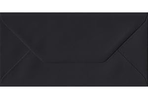 COLOUR CRAFT ENVELOPES Premier Envelopes Premium Black DL - 110 mm x 220 mm 100gsm Gummed Envelope (Pack of 100)