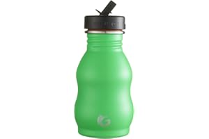 ONEGREENBOTTLE 350 ml zielona marynata ze stali nierdzewnej eco butelka zakrzywiona metalowa butelka sportowa wielokrotnego użytku powlekana proszkowo, zielona butelka z certyfikatem FDA, wolna od BPA BPS. Gwarancja szczelności