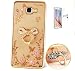 Produktbild ISENPENK Samsung Galaxy S6 edge plus(2015)Ring Hülle,Ultra Slim Soft TPU Silikon Pattern Transparent Schutzhülle,3D Bling Glitzer Strass Durchsichtig Weichem Silicone Thin Handy Hülle,Butterfly Blume Kristall Diamant Glänzend Stoßdämpfend Spiegel Schutz Crystal Case Tasche Etui Bumper mit Diamant Ring Halter Ständer Standfunktion Wasserdicht Case für Samsung Galaxy S6 edge plus(2015) 5.7 Zoll-[bogen golden]+Panzerglas Folie/ Display foile/ Schutzfolie