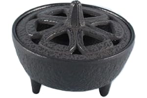 FRAGRANCIA Lotus Design Incense Holder, Burner, Cast Iron, Black,