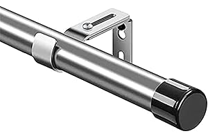 FLY HAWK Barra de Cortina, 76-365 cm Barra para Cortinas Extensible con Soportes, Barra de Cortina Juego de Herrajes de Acero Inoxidable Ventana Ajustable para Sala de Estar Dormitorio Ventana/Tapa Plata