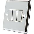 AET CPC3GSWIWC Polished Chrome Classical White Insert Metal Rocker Switch-10 Amp Triple 3 Gang 2 Way Light Switch